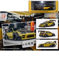 DCM Model 1/64 Scale Civic EG6 Kevmannz GT Gold Long Wing/Spoiler Die-cast Car