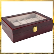 (P U T L)Luxury Wooden Watch Box Watch Holder Box for Watches Men Glass Top Jewelry Organizer Box 10