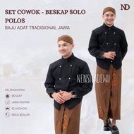 [HtSP] Men's Set • Solo POLOS Traditional Javanese Clothing/ | Beskap, Jarik, Blangkon *Free Beskap 