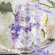 JIANWU Long Dream Series Vintage Flower Butterfly Landscape Material Collage PET Sticker Creative Jo