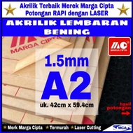 ready AKRILIK lembaran 1.5mm A2 / Akrilik bening / Marga cipta /