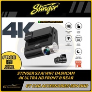 STINGER S3 DASHCAM 4K ULTRA HD ADAS 3 INCH TOUCH SCREEN FRONT & REAR WIFI WIDE ANGLE 170 G-SENSOR NI