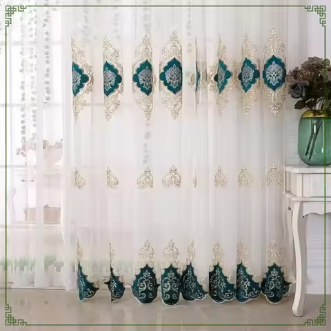 Living Room Exquisite Voile Bedroom Sheer Yarn Curtains for Window JS 1PC European Luxury Style Embr