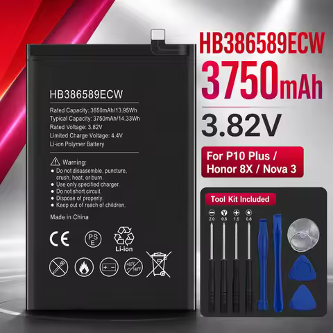 Replacement Phone Battery HB386589ECW 3750mAh for Huawei P10 Plus Honor 8X View 10 V10 Mate 20 Lite 