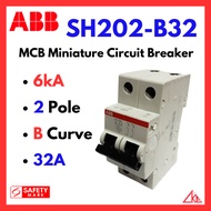 ABB MCB SH202-B32 6kA B Curve 32A 2Pole Miniature Circuit Breaker