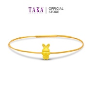 FC2 TAKA Jewellery 999 Pure Gold Rabbit Pendant with Cord Bracelet SuoBao