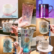 Starbucks Cup Anniversary Sea Blue Symphony Mermaid Goddess Gradient Mug Three-dimensional Fish Scale Glass Water Cup