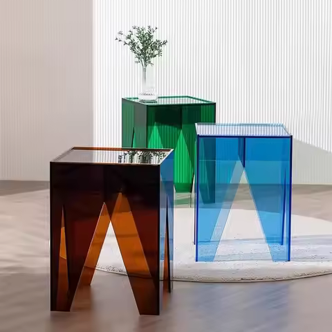 Ins Style Side Table Movable Small Stool Square Creative Acrylic Bedside Coffee Table Living Room St