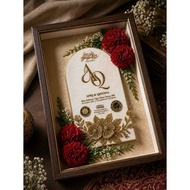 Plat Mas Kahwin / Plat Hantaran Mas Kahwin Ijab Qabul with frame & flower / Custom Mas Kahwin Frame