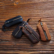 Dompet Kunci Kulit Tulen Lelaki Berkapasiti Besar Dompet Syiling Kulit Lembu Samak Sayuran Pemegang 