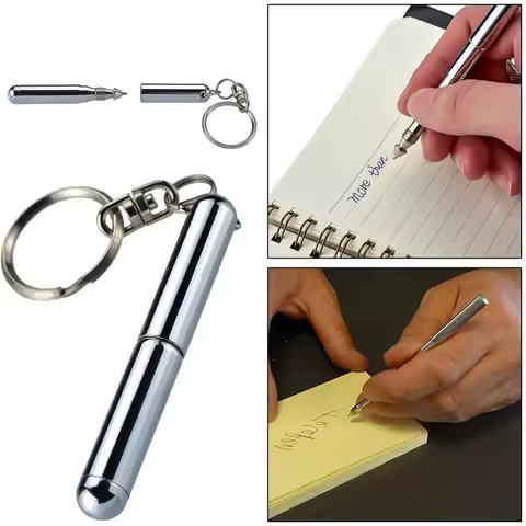 New Ball Point Pen Keychain Multifunctional Mini Car Key Chain Ring Stainless Steel Telescopic Pen K