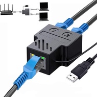 Network Cable Straight-Through Adapter Interface Splitter One-to-Two Pair Connector Network Adapter 