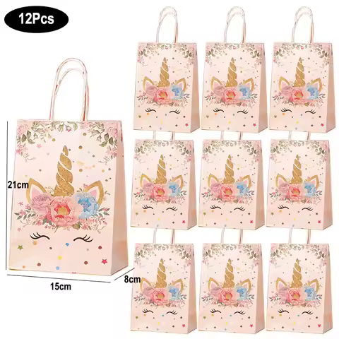 Unicorn Party Favor Bags Unicorn Party Goodie Treat Gift Candy Bags with Handle for Unicorn Birthday