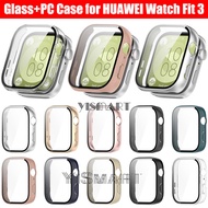 Tempered Glass Case for Huawei Watch Fit 3 Full Cover Watch Bumper Screen Protector for Huawei Watch Fit3 PC Shell Accessories