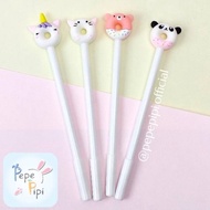 4 & 12 pcs Donut Pens, Ballpoint Pens, Gel Pens, Unicorn Panda Bear Cat Characters