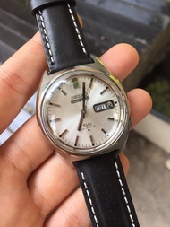 [HCM]Đồng hồ nam Seiko 5Actus SS 23 Jewels mặt trắng có ô cửa lịch dây da màu đen