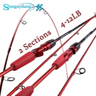 Sougyilang 2 Piece Fishing Rod 24-Ton Carbon Fiber Spinning and Casting Rod 4-10LB Medium Spinning F