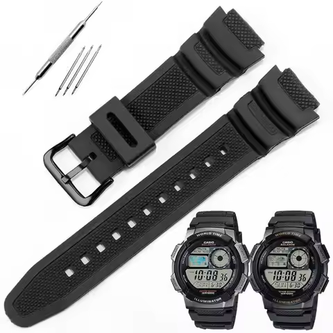 18mm Substitute Casio Rubber Watch Strap SGW300 400/AE1000 1100 W-800H 218H A10 Small Square Watch B