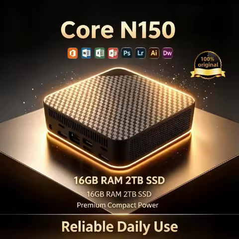 Intel N150 Small Desktop PC 16GB 512GB NVMe SSD 4C4T 3.6GHz 6W TDP Triple 4K HDMI WiFi6 BT5.2 Silent