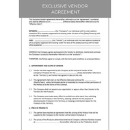 EXCLUSIVE VENDOR AGREEMENT