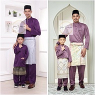 Baju Melayu Ammar Berkolar DARK PURPLE / DUSTY PURPLE Ayah Dan Anak