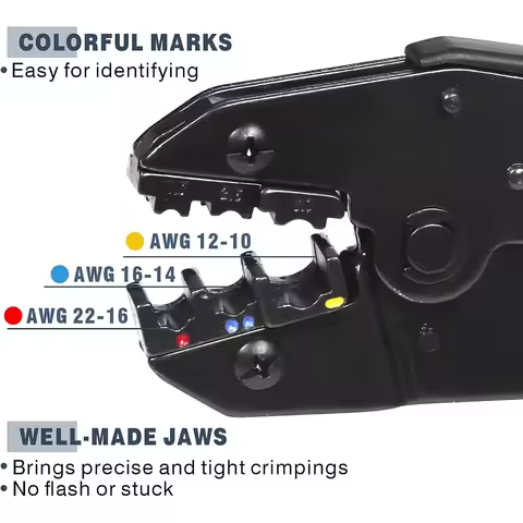 HS-30J Insulated Wire Terminals Connectors Ratcheting Crimper Tool, Wire Crimp Tool, Crimping Pliers