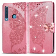 FQY-TEC | Samsung Galaxy A9(2018)(6.3")เคส/SM-A920F/DS Case[Hardware Butterfly+Plastic Diamond Design][Pu Leather]และ[TPU]Walletช่องเสียบการ์ดเคสรองรับSamsung Galaxy A9(2018)(6.3")