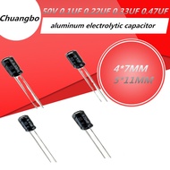 20pcs/lot Higt quality 50V 0.1UF 50V 0.22UF 0. 33UF 50V 0.47UF 4*7MM 5*11MM  aluminum electrolytic c
