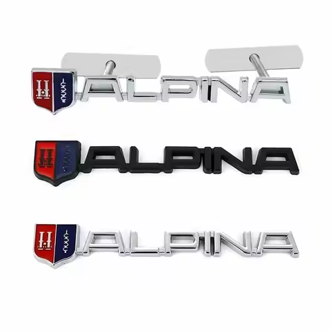 Car Sticker 3D Metal Chrome ALPINA Black Logo Rear Trunk Fender Emblem Sticker Front Grill Badge Dec