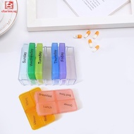 [clarins.sg] Plastic 7-Day Pill Organizer Box 4 Times A Day Weekly Medicine Pill Case