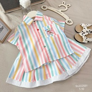 Set bộ bé gái SN1 Set áo sơ mi kèm chân váy kẻ 3 mẫu cho bé gái