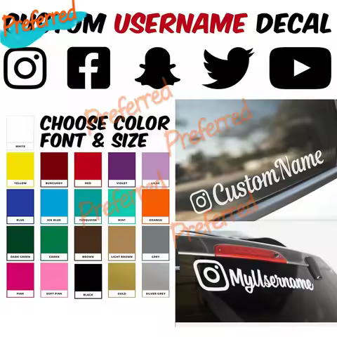 Custom Instagram Facebook Youtube Decal Sticker Car Shop Window Bumper Laptop Wall 3~200cm Long