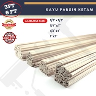 Kayu Pansin Ketam 1/2" x 1/2" | 1/4" x 1" | 1/2" x 1" | 1" x 1" | Wood Line Kayu Spin Dowel Wood Stick Furniture Wood