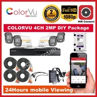 Hikvision COLORVU 4CH 2MP HD CCTV Package DIY 1080p - 2 Camera Mobile View | CCTV Kit | Colored 24/7