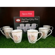 🔥NEW ARIVAL🔥VANTAGE MUG 6 PCS PINK PEACH GLORY ROSE