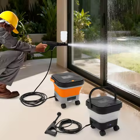 Cordless Portable Pressure Washer, 23Bar 20000mAh Battery Powered, Foldable Design with 3.43Gal Tank