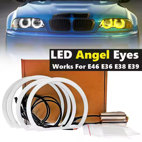 1 SET LED Dual color Cotton light LED Angel eyes kit halo ring DRL for BMW E36 E38 E39 E46 2D Coupe 