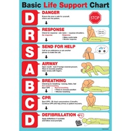CMC8008 Life Support Chart (A2 Size, 420x594mm) Step of CPR, DRSABC, Save Life, Emergency, No Respon