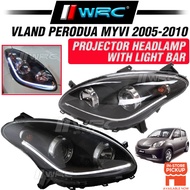 Vland Perodua Myvi 2005-2010 Projector Headlamp With Light Bar