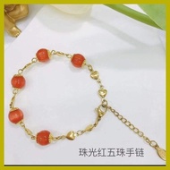 ┗ ┬ ☃ Glass Colored Gem feng shui Lucky Charm Bracelet  Stainless Steel Non-fading Anti-allergic fr
