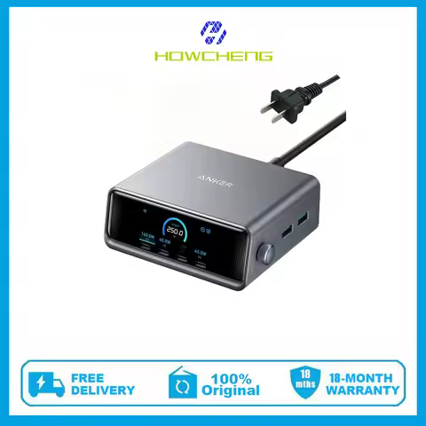 Anker Prime 250W USB-C Charger, Ultra-Fast 6-Port GaN Charging Station, 2.26" LCD Display and Smart 