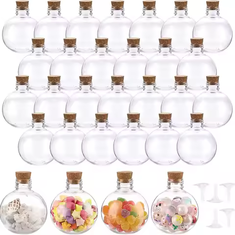 12/24 PCS 5 oz Plastic Bottles, Clear Sand Art Bottles, Mini Potion Bottles Essential Oil Containers