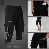 CEALNA 3/4 CROPPED PANTS STRP-21 (BLACK) FOR MEN AND WOMEN ORIGINAL BLACK SPORTS PANTS 3/4 pants men