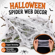 Artificial Spider Web with Fake Spider Stretchy Cotton Spider Web Halloween Party House Decoration P