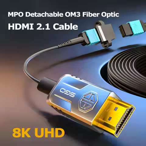 8K UHD Pure Fiber Optic HDMI 2.1 Cable Bidirectional MPO Split Detachable 72Gbps Ultra High Speed Lo
