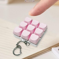 ALLINERROWC3 Fidget Keychain, Keys Button DIY Keyboard Finger Keyboard Cap, 9Keys Heart Shape Relief