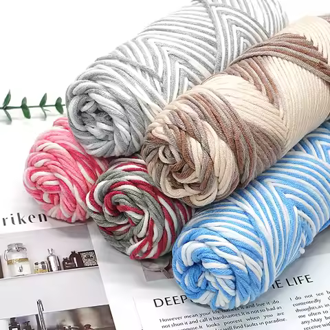 100g/Set 8ply Milk Cotton Knitting Wool Yarn Solid Color Needlework Dyed Lanas For Crochet Craft Swe