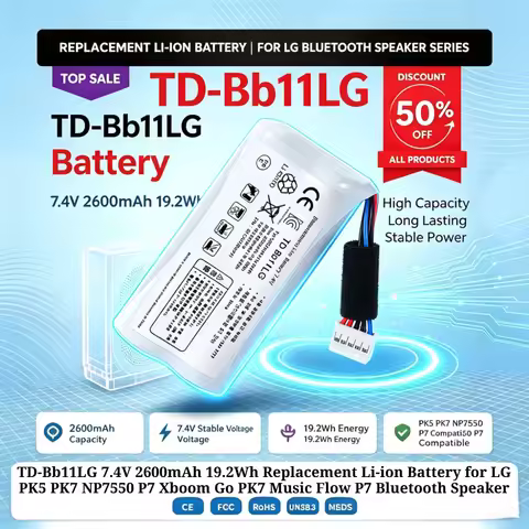 TD-Bb11LG 7.4V 2600mAh 19.2Wh Replacement Li-ion Battery for LG PK5 PK7 NP7550 P7 Xboom Go PK7 Music