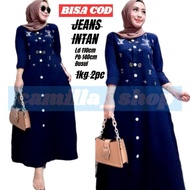 Gamis Jeans Maxi Dress Contemporary Luxury Longdress Muslim Clothes INTAN Women's Latest Camilla Sho