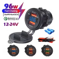 NEW 4-Port 12-24V 96W Car Charger Power Outlet Socket Dual QC3.0 USB & Dual PD3.0 Type-C Fast Chargi